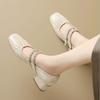 Women's Summer Retro Chunky Heel Sandals French Style Mid-heel Mary Jane Shoes