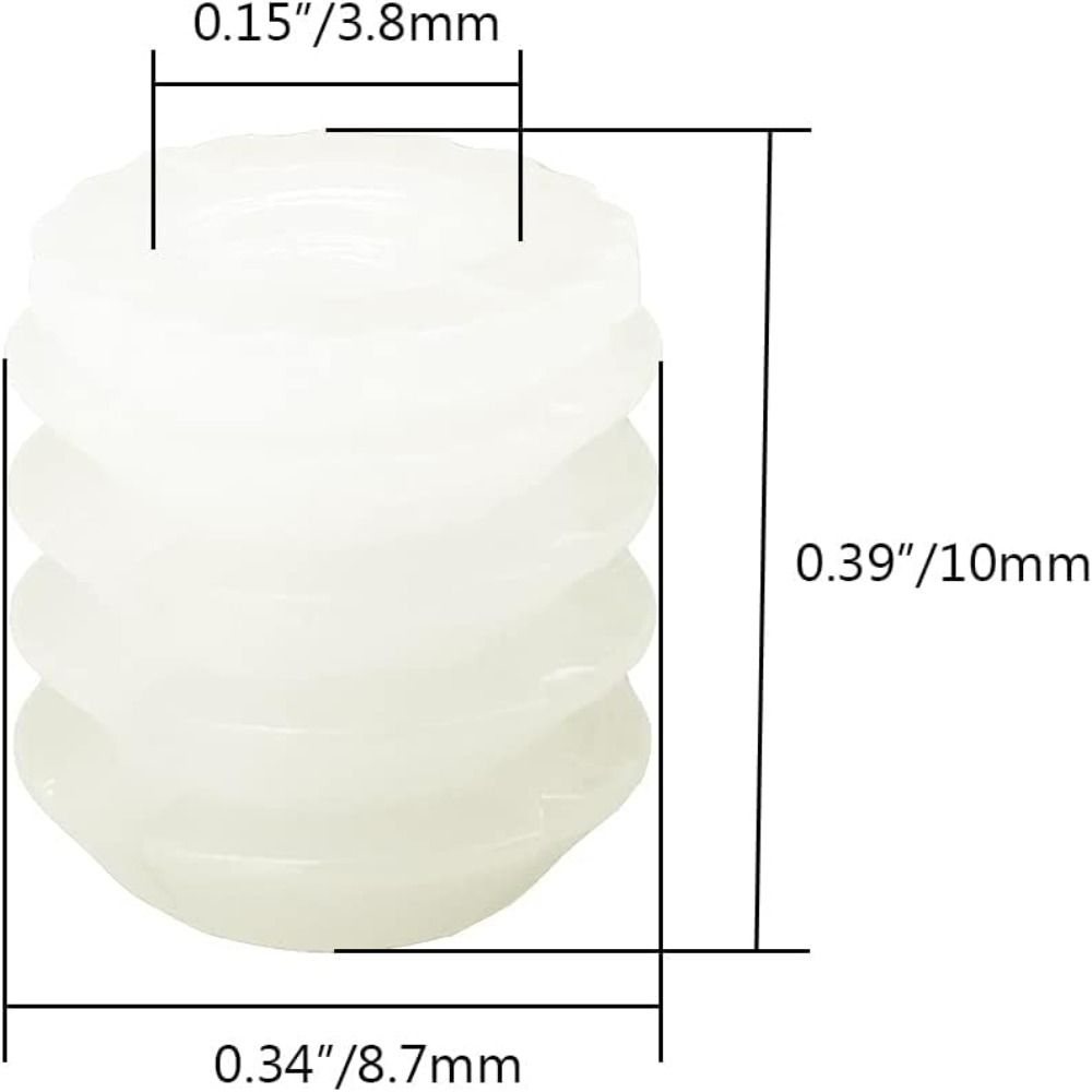 100 ks Bílé plastové hmoždinky 0,34" x 0,39" Sada matic Sortiment Vložky hmoždinek pantů Dveře skříně