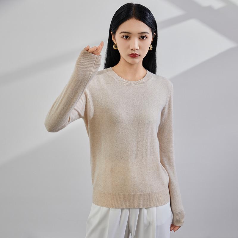 2024 Autumn/Winter Women's Pure Cashmere Round Neck Sweater - Versatile Casual Knit Pullover