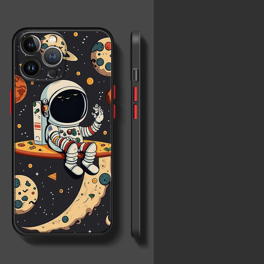 Cartoon Astronaut Phone Case for iPhone 16 11Pro 13 Mini 7 8 Plus XS Max SE XR 14 Pro 15Pro 12 Matte Cover