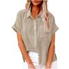 Sommer Einfarbig Einreiher Hemd frauen Casual Revers Kurzarm Lose Bluse Top