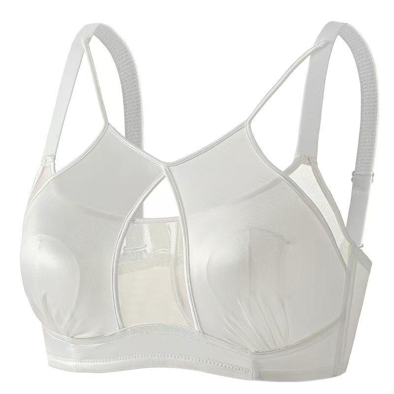 Leopard print large size ultra-thin bra fat mm sexy anti-bumping women's underwear without steel ring showing small shoulder strap bra cotton