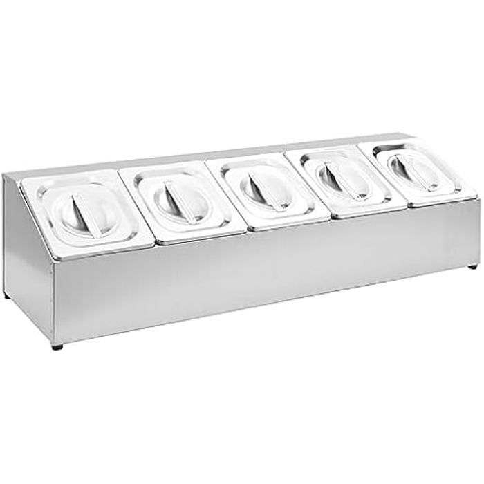 Gastronorm Container - vidaXL - GN 1/6 - Stainless Steel - 5 Bins - Lids Included