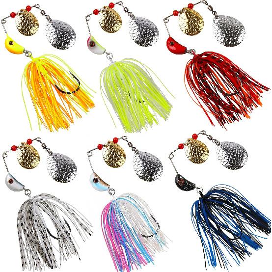 OROOTL Spinnerbait Fishing Lures Kit, Bass Fishing Spinner Baits Set Multicolor Buzzbaits Hard Metal Topwater Swimbait Jig Lure for Bass Pike Trout