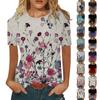 Women's Fashion Casual Comfortable Printed O-Neck Short Sleeve Top Blouse
