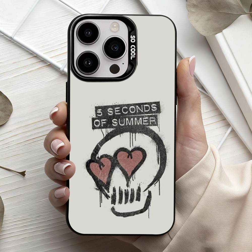 5 S-Seconds of S-Summers 5SOS  Phone Case For iPhone17,16,15,14,13,12,11 Plus,Pro Max Black Candy Silver Phone Case