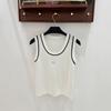 European Gold Embroidered Knit Vest – Slim Fit, Round Neck, Contrast Edge.