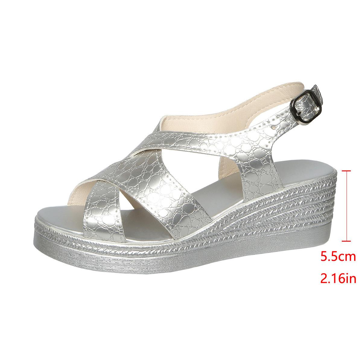 Heeled Platform Women s Shoes, Sandals 35 серебряный