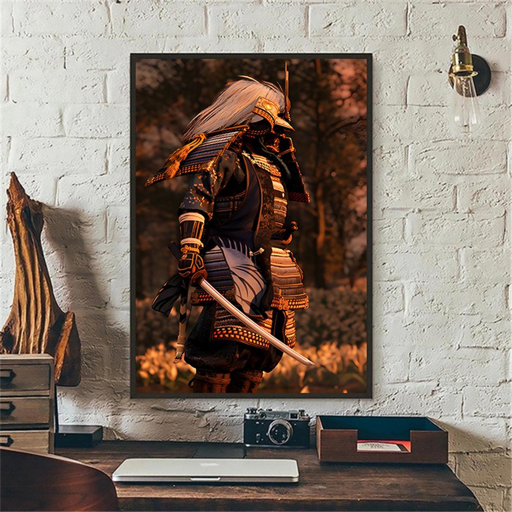 

Японский Самурай Холст Плакат Современный Домашний Диван Фон Настенная Живопись Печать Фотографии Спальня Гостиная Декор Фреска Подарок 30X40cm Unframed