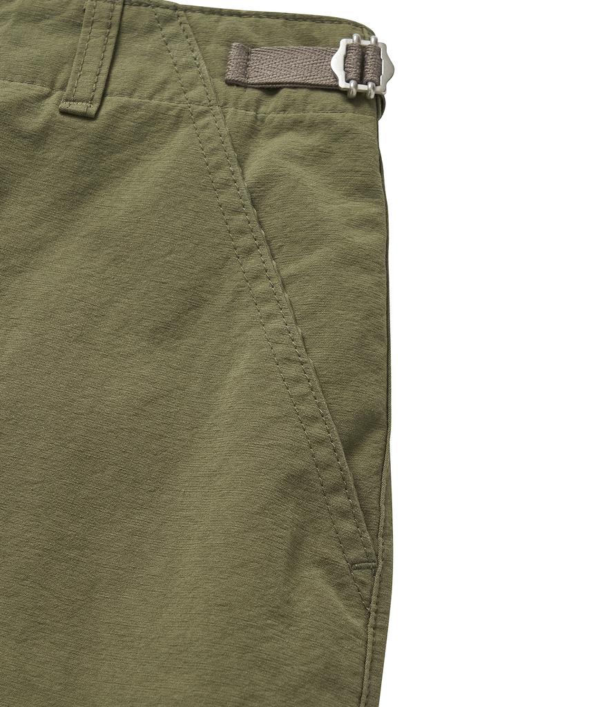 Cotton Bell Midi Side Belt Skirt - Khaki