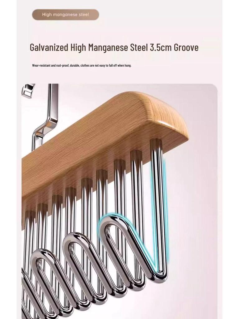 Multi-functional Solid Wood Hanging Rack with Plastic Hooks for Underwear and Vests