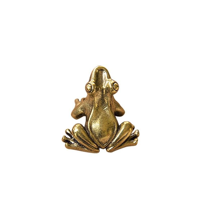 Mini Grenouille en Laiton Massif Ornement de Bureau Porte-clés Décoratif Figurine Animale Décoration de Maison