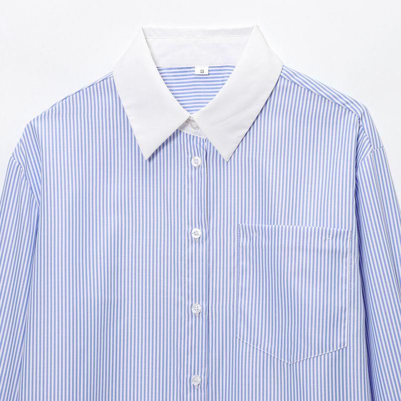 Jnleaog Spring New Arrival Women's Clothing Fashion Style French Fashion Design Matching Stripes Shirt