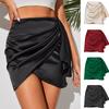 Summer Irregular Zipper Bustier Pleated Positioning Solid Color Satin High-waisted Skirt Comfortable Elegant and Premium Women's