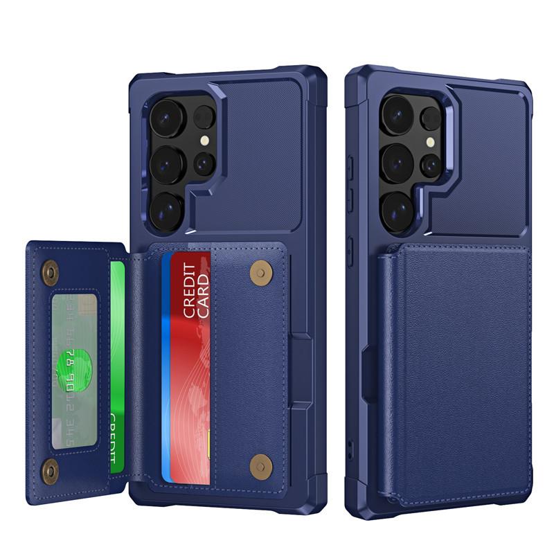 Magnetic Car Phone Case for Samsung S24ultra and Leather Texture Protective Case for S24 Plus Card Insert