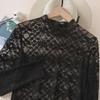 2024 Slim Korean Lace Mesh Pullover - Half-High Collar, Skin Color