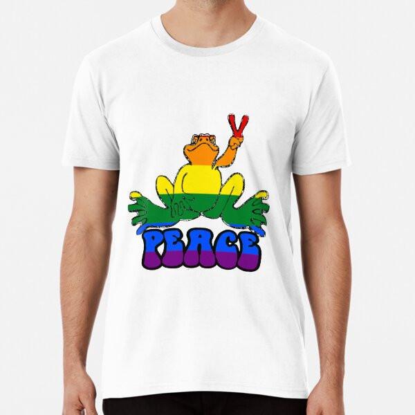 

Multicolored Lined Peace Frog S to 5XL Made in the AU/USA T-Shirt L