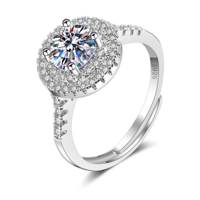 New Classic Fashion Ring For Women S925 Silver Six Prong Platinum Moissanite Rings Jewelry Anniversary Birthday Tourism Gift