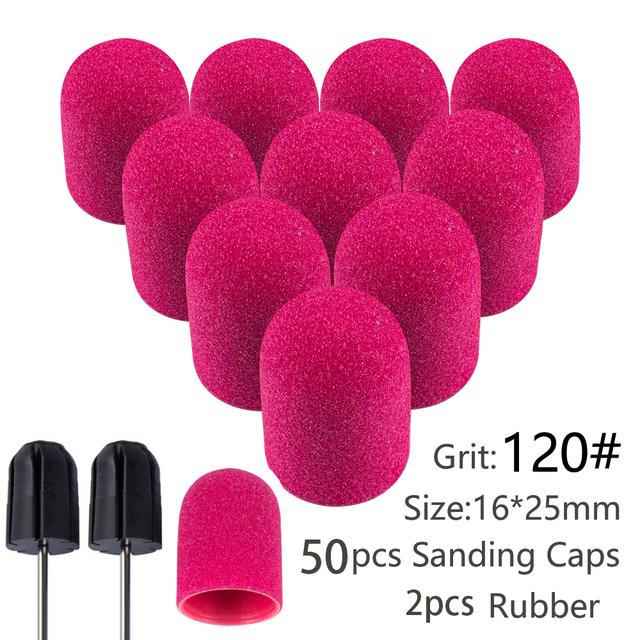 50pcs Pedicure Nail Sanding Caps For Heel Callus Removal Sand Bands Manicure Machine Drill Bits Accessories Grinding Head