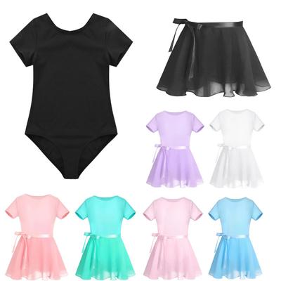 Crianças meninas manga curta collant com saia ballet tutu vestido de dança traje de bailarina profissional