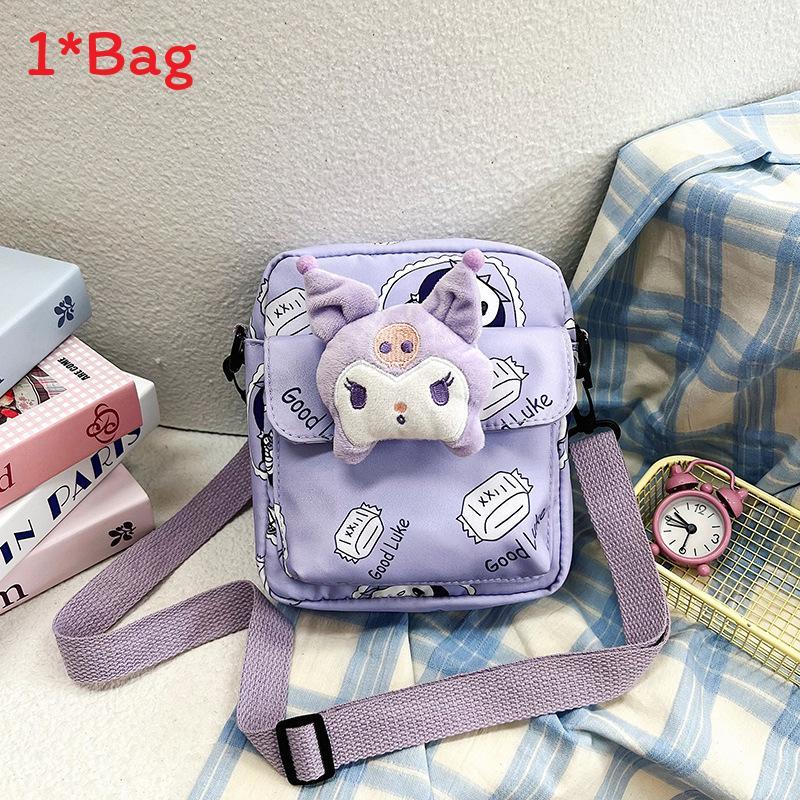 Cinnamoroll Hello Kitty Kuromi Canvas Umhängetasche mit Nähten für den täglichen Gebrauch