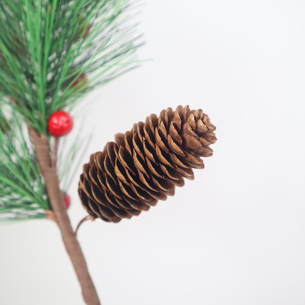 Christmas Berries Pine Picks Christmas Flowers Artificial Red Berry Pine Branches Long Faux Pine Stems with Pinecones for Xmas Tree Floral Arrangement