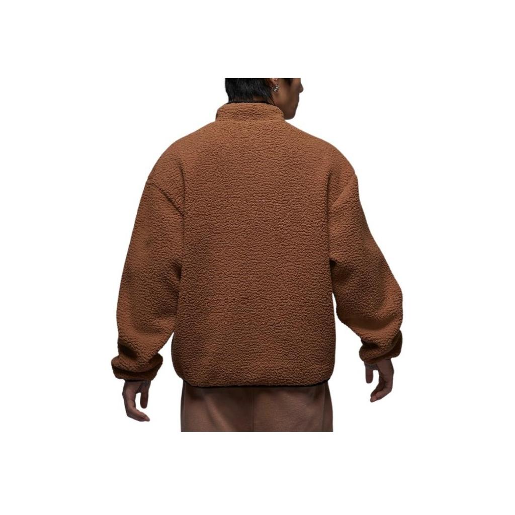 Jordan Flight Faux Shearling Stand Collar Loose Jacket Men Jacket Dark-Brown FV7449-223