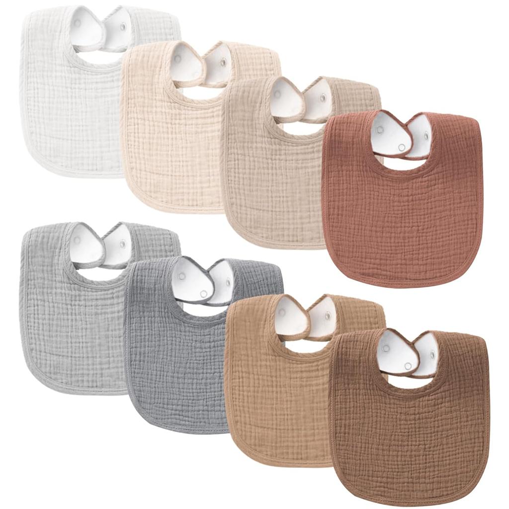 Bavete pentru bebeluși din muselină, pachet de 8 bavete bandana pentru bebeluși, bumbac, pentru băieți și fete unisex, set de 8 culori solide pentru salivație și erupție dentară