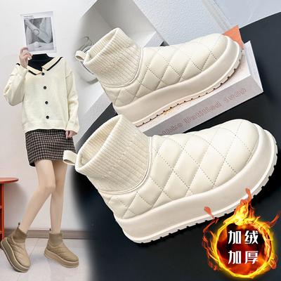 Scarpe Piatte da Donna Stivali da Neve Invernali con Suola Spessa Scarpe Sportive Casual Femminili Stivali da Donna Alti Caldi e Resistenti al Freddo