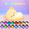Night Light for Kids,16 Colors Cat Lamp Cute Lamp,Dimmable Baby Night Lights for Nursery,Silicone Rechargeable Nightlight for Kids Room,Kawaii Room
