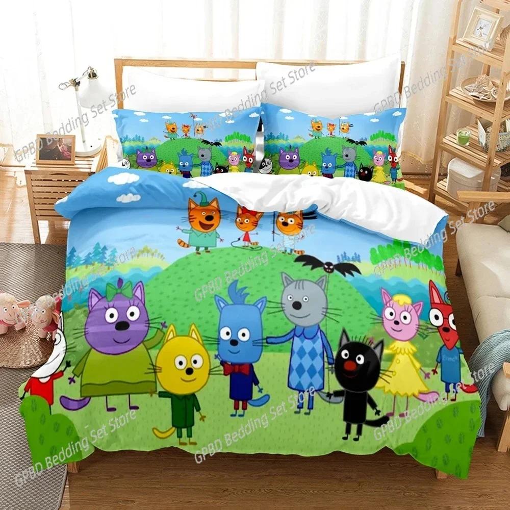 New Print Cartoon Kid-E-Cats Bedding Set Luxury Duvet Cover Comforter Bed Set Quilt Cover Pillowcase,King Queen Twin Size Luxury