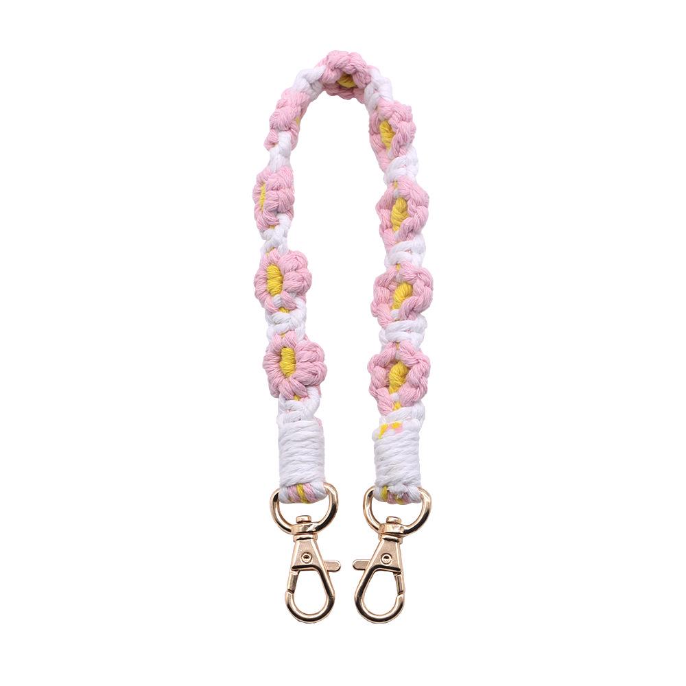 Handmade Daisy Keychain Wrist Strap & Phone Lanyard Set 38x2 cm розовый
