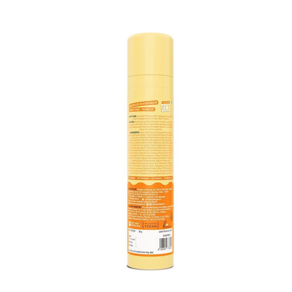 Aqualogica Glow Dewy Gel Sonnenschutz - 50 g | LSF 50+ PA++++ | In-Vivo getestet | Neue Generation von Filtern | 12-Stunden* Sonnenschutz