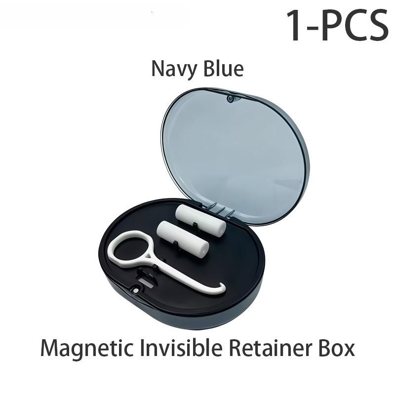 1Pcs Clear Aligner Case, Portable Orthodontic Appliance, Double-Layer Denture Storage Case, Orthodontic Retainer темно-синий