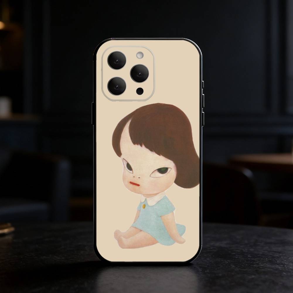 Cute Y-Yoshitomo Nara Phone Case For iPhone 17,16,15,14,13,12,11 Plus,Pro,Max,Mini Silicone black Soft Cover