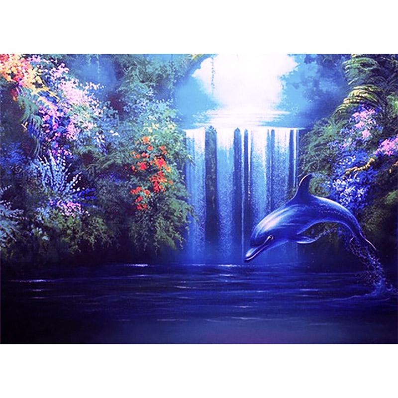 5D Diamond Painting Dolphin Full Round Diamond Embroidery Animals Pictures Of Rhinestones Mosaic Cross Stitch Home Decor
