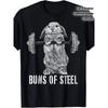 European Sizes Men'S Funny Buns of Steel Bunny Rabbit Weightlifting Graphic T-Shirt - Gym Humor Workout Tee