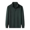 Men's Half Zipper Sweater Spring and Autumn Youth Solid Color Stand Collar Pullover Long Sleeve T-shirt Loose Casual Top