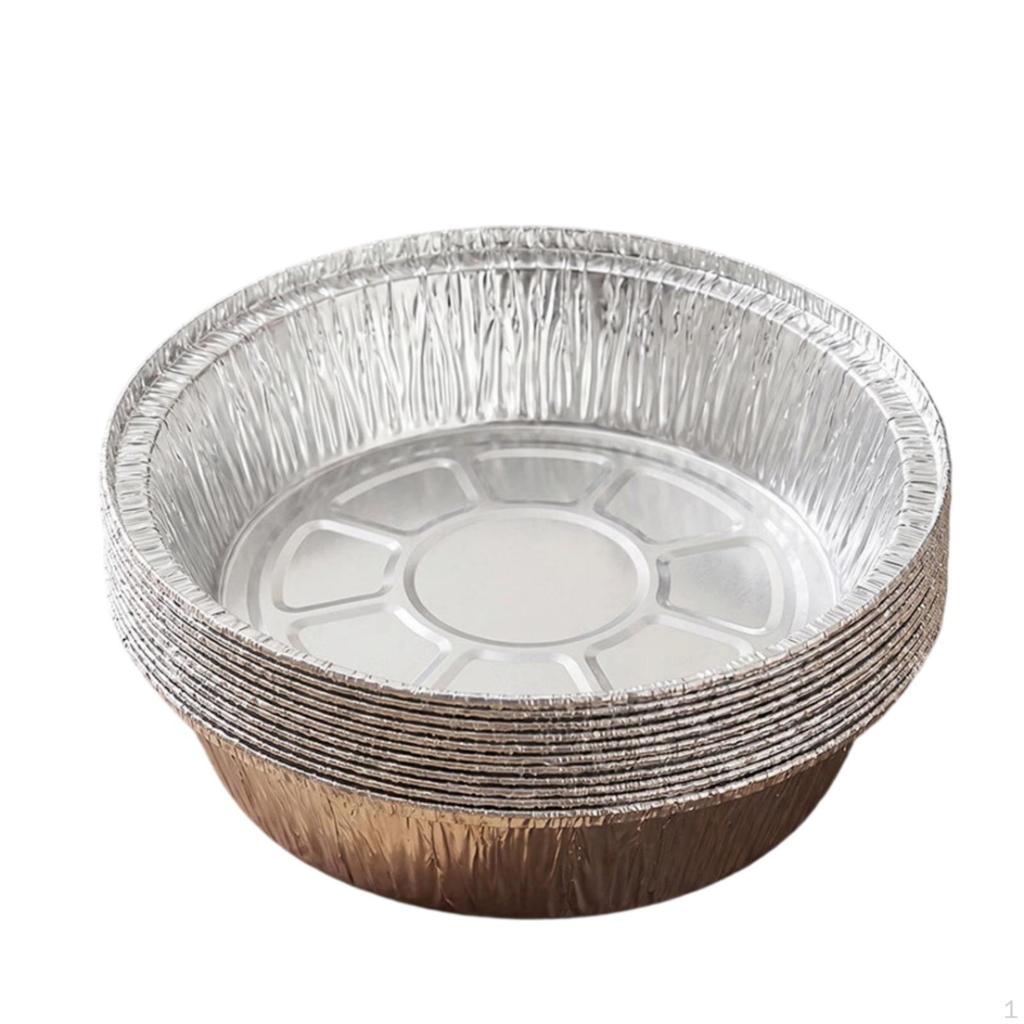 50 Pieces Aluminum Foil Oven Pan Round Recyclable Cookware for Home Cooks, Meal