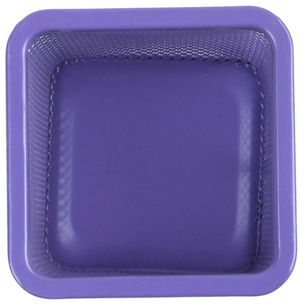 Purple Metal Rectangle Mesh Pen Pencil Holder Organizer
