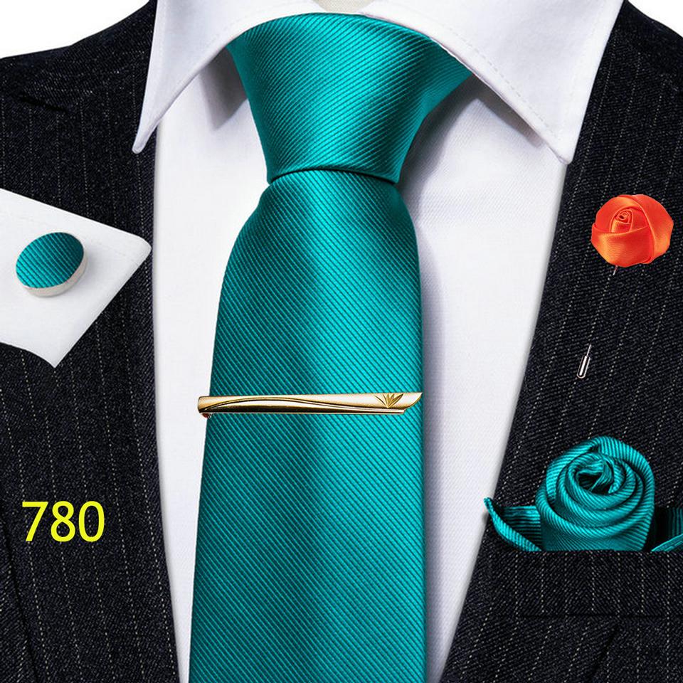 Barry.Wang Gravata masculina prendedor de gravata boutonniere lenço abotoaduras paisley conjunto de gravata de seda sólida para festa de casamento namoro