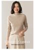 Women's Cashmere Knit Sweater: Retro Slim-Fit, Half-High Collar, Versatile Solid Color for Autumn & Winter.