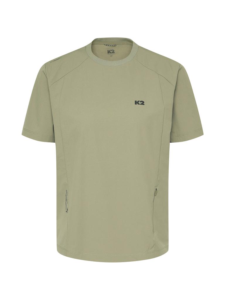 K2 Ktr Airdive Woven Short Sleeve Round Neck T-Shirt W_Light Khaki