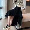 High-Waist Asymmetric A-Line Midi Skirt for Women - Spring/Summer Irregular Half Skirt with Design Sense