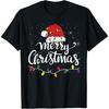 Merry Christmas Lights Red Santa Hat Xmas Family Men Women T-Shirt