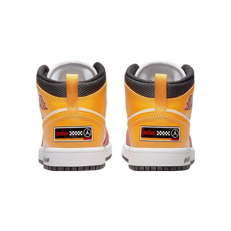 Air Jordan 1 Mid SE PS Motorsport Kids Sneakers White Black University-Gold DJ0337-067