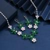 Luxury Emerald Pendant Earrings Zircon Necklace Clavicle Chain Dress Dinner Ornament Set Necklace