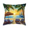 Pcs Tropical Beach Sunset Scenery Singlesided Printed Pillowcase Cushion Coversuitable For Living Roombedroomcar Decoration