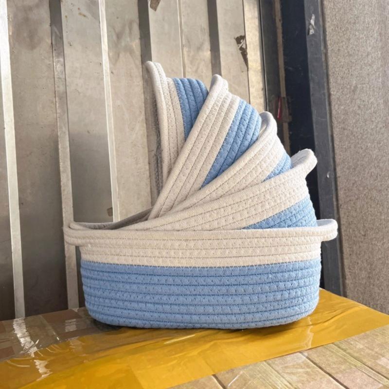 Sturdy Cotton Rope Storage Baskets Set of 5 Accessory for Organizing Clothes Toy And Enhancing Home Decoration