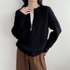 Lazy wind semi-zipper knitted bottoming shirt autumn and winter new high-end round neck pullover sweater women's outer top women